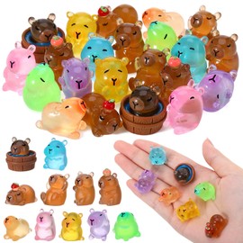 GSrenyu 22 Pcs Mini Capybara Luminous Mini Resin Animals Figures Glow in the Dark Capybara Miniature Figures for Garden Aquarium Dollhouse Tabletop Landscape Birthday Party Decor