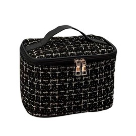Tweed Cosmetic Travel Case, 22 cm x 14 cm x 14 cm, Black, for Her, This Practical Make up Bag Can Be Used for Every Day Or Travel