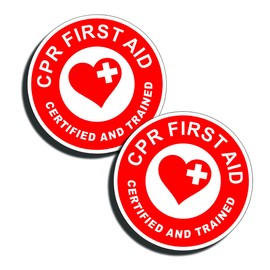 CPR First Aid Trained Sticker Vinyl Safe Safety Decal Emergency Label for DIY Box Bin Container RED Cross Hard Hat