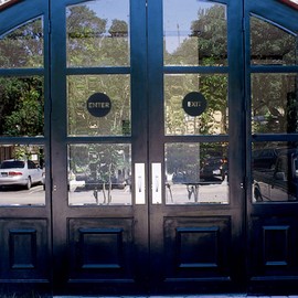 TRUSTY Round ENTER and EXIT Cutout Door Signs for Businesses Stores Bars Restaurants Shops (4" Black)