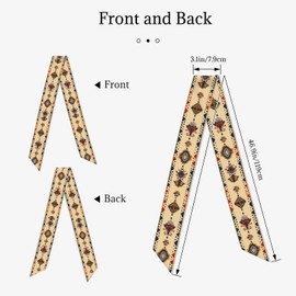 FYQZVI Ethnic Aztec Purse Scarf Handbags For Women Scarfs Bags Band Hair Neck Scarves Silky Long Thin Satin Headscarf Fashion