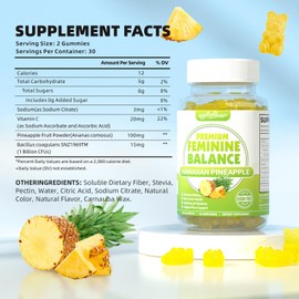 softbear Premium Feminine Balance Gummies for Women, Pineapple PH Balance Gummies for Women's Healthy Odor, Flora, Vaginal, Immune Support, Vegan, Gluten-Free, 120 Gummies