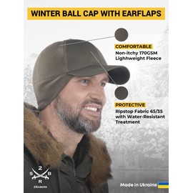 2SBR 2SABERS Mens Winter Hat with Earflaps and Visor - Warm Trucker Baseball Cap Hat Olive Green