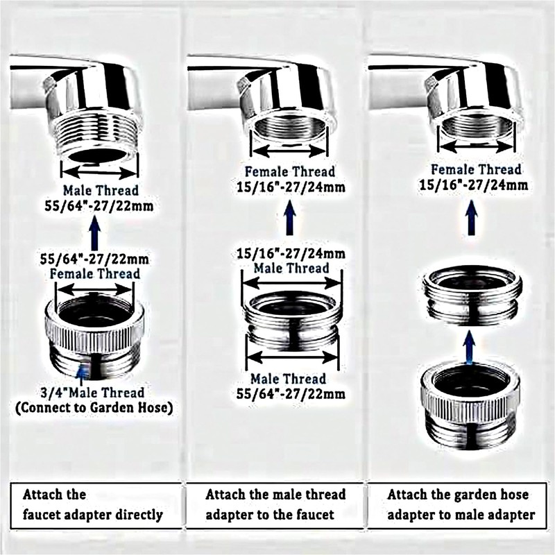 Faucet Adapter with Aerator, 3/4 Inch Garden Hose Connector, Kitchen
