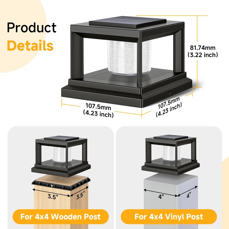 FOLKSMATE Solar Post Cap Lights 12 Pack, 2 Lighting Modes
