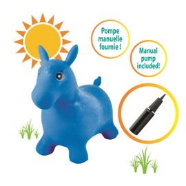 Lexibook Inflatable Jumping Horse, Manual Pump Included, Secure and Durable Plastic, Blue, BG050