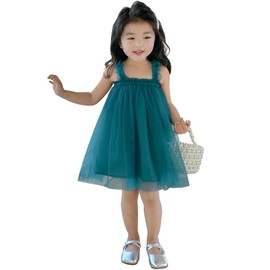 AGQT Infant Baby Girls Tutu Dress Sleeveless Tulle Princess Birthday Dresses Formal Party Gowns Layered Dress Peacock Green-Lace Size 9-12 Months
