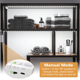 WOBANE Motion Sensor Stair Strip Lights,Rechargeable Motion Activated Closet Light,Battery Powered LED Strip,60 LEDs Homelife Bar for Bed,Pantry,Counter,Night Light,Cabinet,6000K White,6.56ft,2PCS