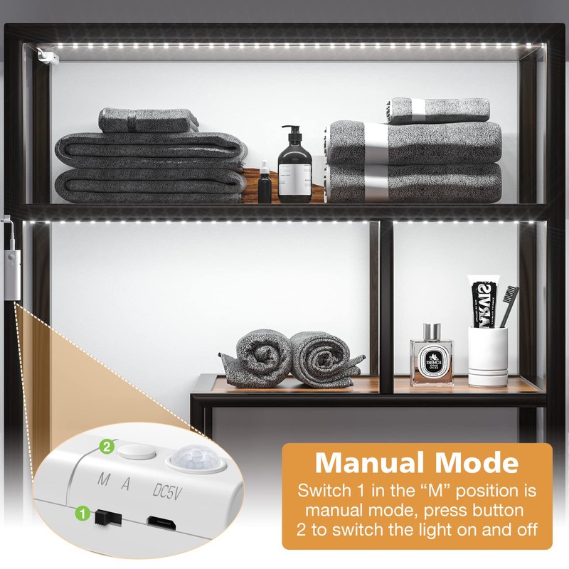 WOBANE Motion Sensor Stair Strip Lights,Rechargeable Motion Activated Closet Light,Battery