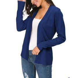 Urban CoCo Women's Long Sleeve Open Front Knit Cardigan Sweater (Royal Blue, XL)