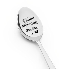 Good Morning Papa Spoon for Men Dad Father's Day Gifts for Grnadpa Papa Christmas Birthday Gifts for Grand Father Gifts from Grandchildren Tea Coffee Lover Gifts for Men Papa Thinking of You Gifts