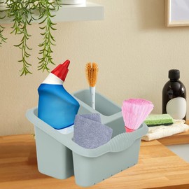 TENLITE Amazing 3 Compartments Plastic Sink Tidy Kitchen Sink Organizer, Sponge Holder Brush Dish Clothes Holder for Kitchen Bathroom Countertop - (Silver Sage, Sink Tidy)