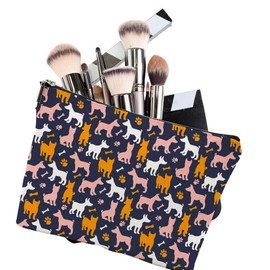 iapodiad - Bolsa de cosméticos con flores abstractas, impermeable, pequeña bolsa de viaje portátil para mujeres y niñas, viajes, estudio, almacenamiento diario, Silueta de perro., Una talla