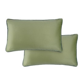 Namaste Trends Velvet Decorative Pillow Cushion Covers Pack of 2 for Couch (2, Parrot Green Base & Bottle Green Piping, 12 x 20 inches)