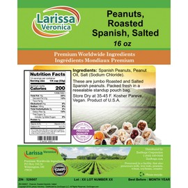 Peanuts, Roasted Spanish, Salted (16 oz, ZIN: 526007) - 2 Pack