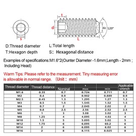 BOZONLI Stainless Steel Grub Screws, Hexagon Socket Screws, Headless Screws, Cup Point Machine Screws, M2 x 12 mm, Pack of 20