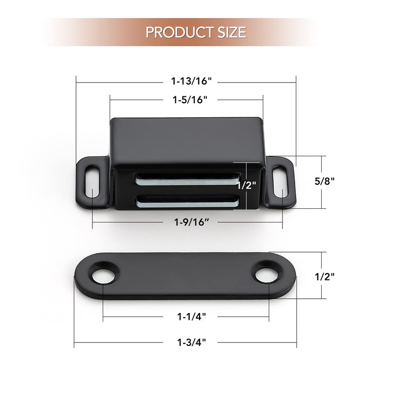 Ravinte 8 Pack Black Magnetic Door Catch, Matte Black Cabinet