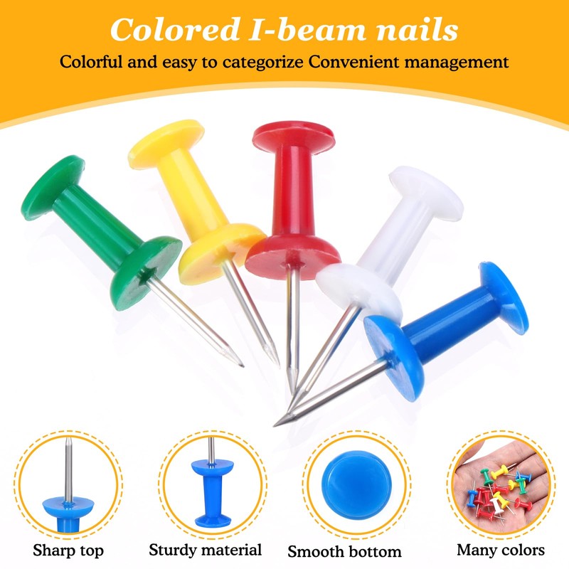 eROOSY 100 PCS Coloured Push Pins, Map Tacks Drawing Pins,