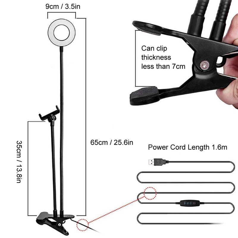 Folding LED Light High Brightness Tattoo Lamp Adjustable Clip On