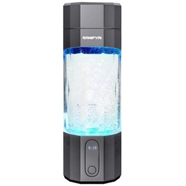 RAMIFYAI New Upgrade 10000PPB Hydrogen Water Bottle Seven Colorful Light Double Anti-Slip and Leak-Proof Hydrogen Water Generator with Pressure Relief Valve (Pure Gray)
