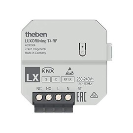 Theben 4800604 Luxorliving T4 RF 4-Way Wireless Button Interface UP 4 Binary Inputs Switching Dimming Blind Temperature Measure and Send Temperature