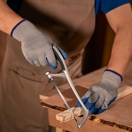 RUFCRIL Work Gloves, Latex Crinkle Coated, Slip-Resistant, Grey, Large, Ambidextrous, 1 Pair