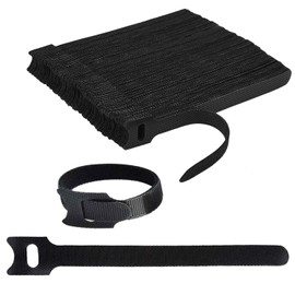 Cable Ties Adjustable Cable Ties Organizer Multipurpose Hook Loop Cable Ties for Home, Office and Data Center, 100 Pieces (Black)