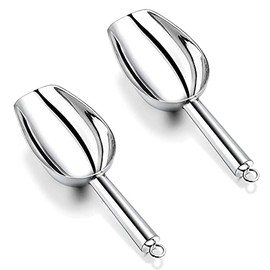 6 OZ Small Stainless Steel Scoop Set of 2, P&P CHEF Ice Food Candy Flour Scoop, Utility for Kitchen Garden Bar Wedding Bath, Durable Consturction & Non Toxic, Mirror Finish & Easy Clean