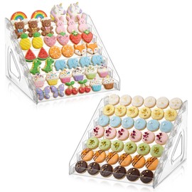 Zoketriton 2 Pack 7 Tier Cookie Display Stand Clear Acrylic Tiered Tiered Dessert Stand for Bakers Vendors Parties Craft Fairs Market Booths Cookie Display Stand for Cupcakes Dessert Display