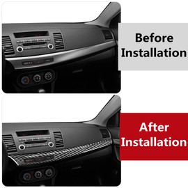 Qiilu Carbon Fiber Center Console Dashboard Cover Panel, Dash Board Protecter Cover Car Interior Decoration Stickers Fits for Lancer 2008‑2016 LHD