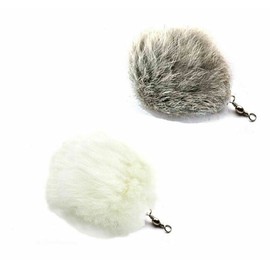 Kats'N Us Cat Teaser Wand Refill Rabbit Fur Pom Pom Cat Toy - gray