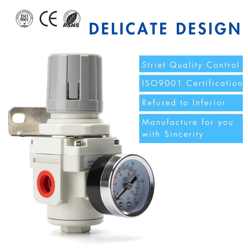 EBEIZZI 3/8" NPT Air Pressure Regulator | Air Regulator for