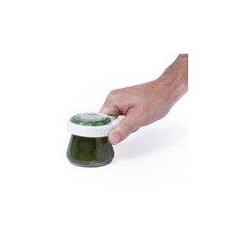 Ingenious Mason Jar Opener for Difficult Lids in Sturdy Material Finished in White and with Magnetic Surface for Fixing