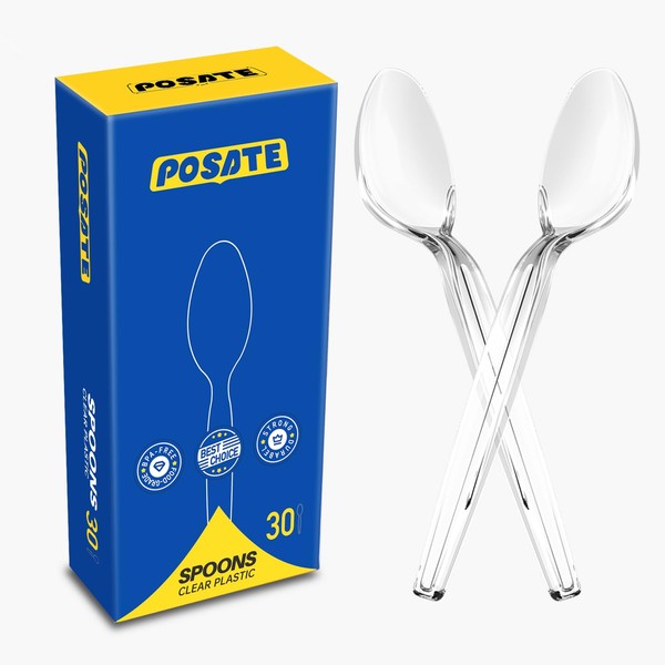 POSATE POSATE Heavy Duty Plastic Spoons - Food-Grade Disposable Material,