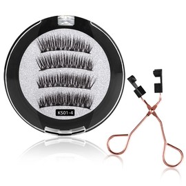 Magnetic Eyelashes, 3D False Eyelashes, Reusable Magnetic Eyelashes, Black, Long Artificial Natural Eyelashes, Magnetic Eyelashes with Pliers for Make-Up, Volume Technology, Curl Eyelash Extensions,