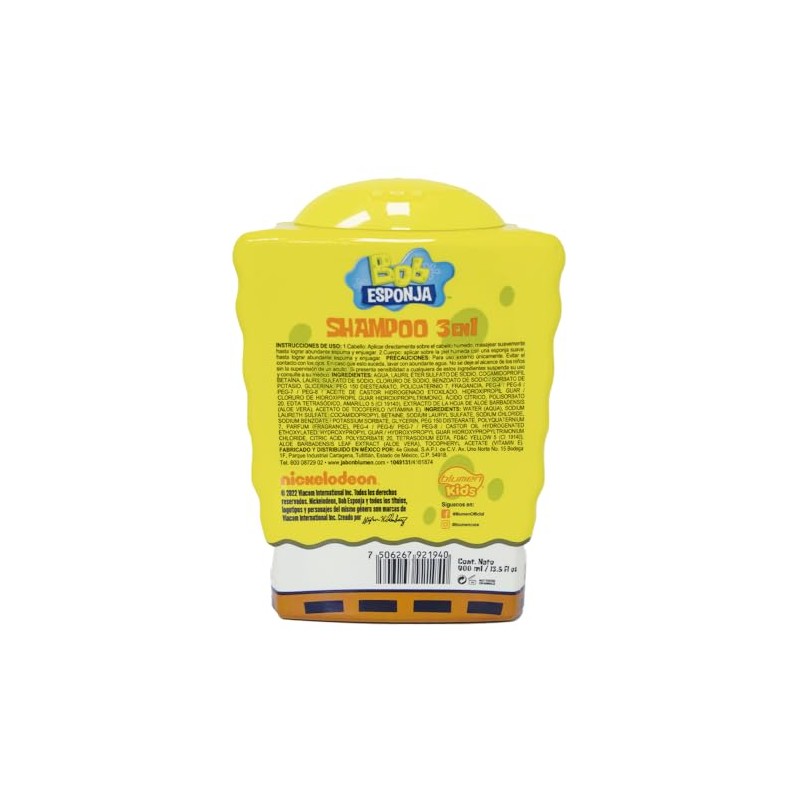 BLUMEN KIDS SHAMPOO 3 EN 1 BOB ESPONJA PINA 400ml