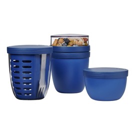 Mepal - Promotion set Pots Ellipse 3 pieces - Lunchpot 500 + 200 ml, Fruitpot 600 ml, Snack pot 350 ml - Food container, yoghurt cup, to go cup - Dishwasher safe - Vivid Blue