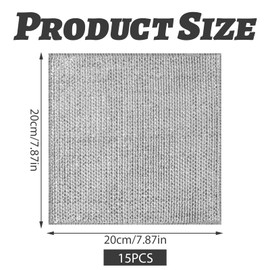 VEGCOO 15 PCS Double Layer Wire Dishwashing Cloths, 20x20cm Reusable Wire Dishwashing Rags, Non Scratch Wire Cleaning Cloths for Kitchen, Dish, Sink, Stove Top