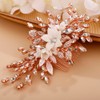 Lenjicons Luxury Rhinestone Leaf Flower Hair Comb White Flower Rhinestone