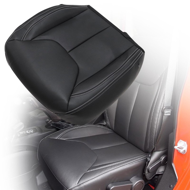 Priprilod Black Leather Driver Side Bottom Replacement Seat Cover Compatible