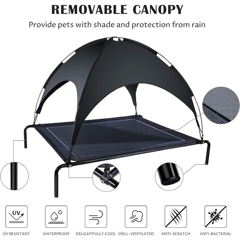 ANWA Raised Dog Bed with UV Protection Canopy，Waterproof Portable Pet