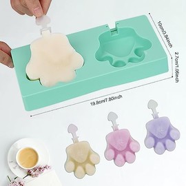 Popsicle Molds Set of 2, Homemade Silicone Popsicle Molds 4-cavity, BPA Free Ice Cream Molds Reusable, Easy Release Mini Ice Pop Molds(Green and Blue)