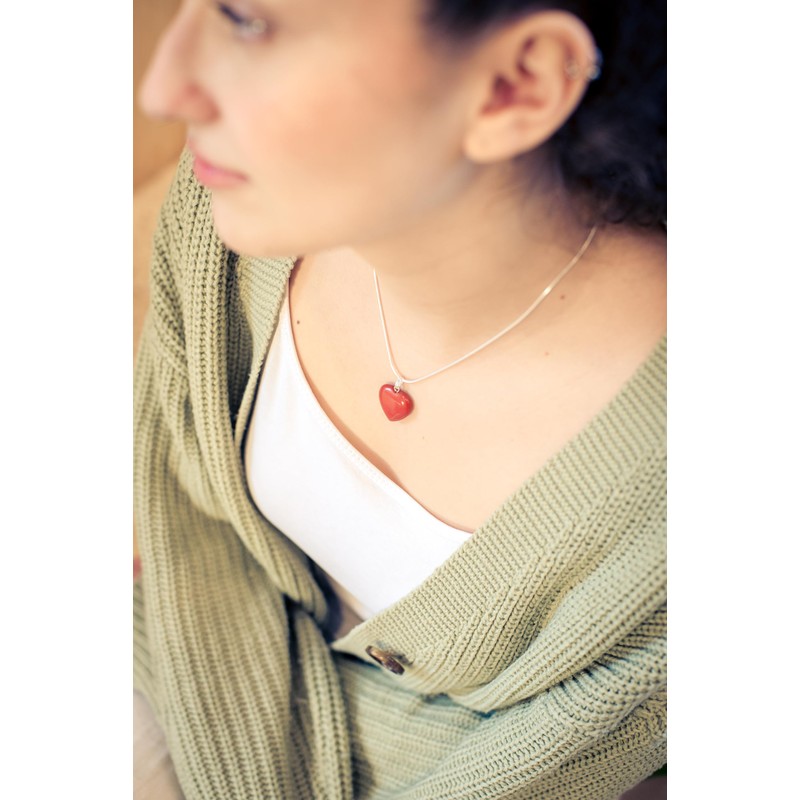 Lebensquelle Plus Heart Pendant Red Jasper Gemstone Pendant 2 x