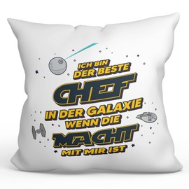 Mugffins Cushion with Filling with Saying for Chef - Auf Deutsch - Die Beste Der Galaxie Wenn Macht - 40 x 40 cm - Funny Gift Employee