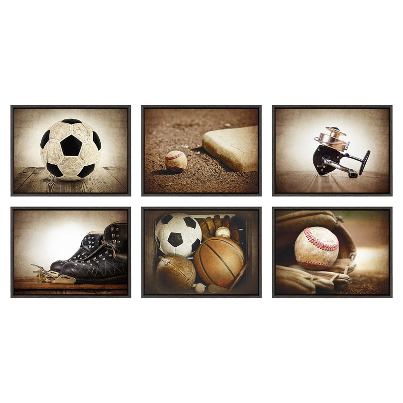 DesignOvation Sylvie Baseball Glove at Home Plate Framed Canvas By