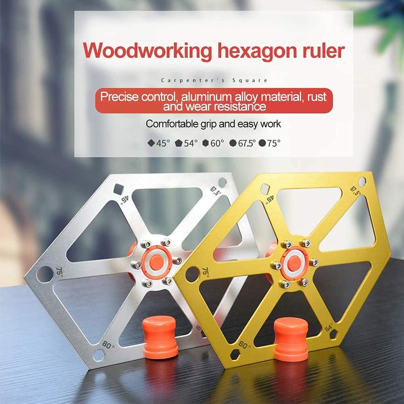 ANCLLO Aluminum Alloy Hexagon Ruler for Table Saw Multi-Angle Measuring