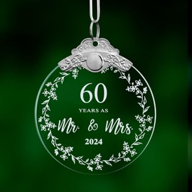 OWTTWO 60th Anniversary Wedding Ornament 2024-60th Anniversary Wedding Gift,Unique & Never Fade 60th Wedding Anniversary Decorations for Parents,Couple,Grandparents and Friends