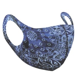 Zac's Alter Ego Non Medical Navy Blue Acid Wash Retro Paisley Print Face Mask/Cover