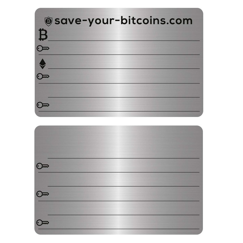 Save-Your-Bitcoins Private Key - Recovery Metal Plate Stainless Steel (V4A)
