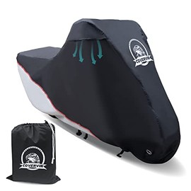 COVERVIN Motorcycle Cover ,Vehicle Cover Fit up to 87 inch Tour Bikes, Choppers and Cruisers,210D Black Waterproof Motorbike Cover All Season Outdoor Protection